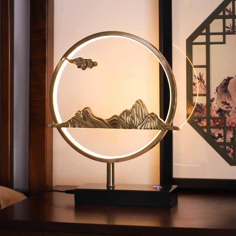 New Chinese Table Light Zen Bedhead Lights Bedroom Household All-copper Romantic Creative Creative Yunshan Wedding Table Light
