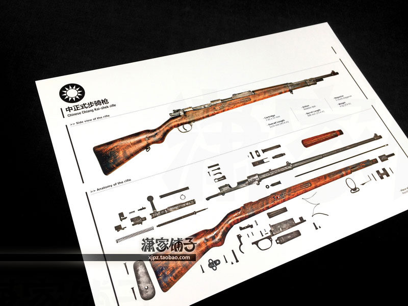 In the Republic of China, the structure of the official walking gun, the dismantling map, the knowledge of weapons, the wall chart, the poster, the decorative painting