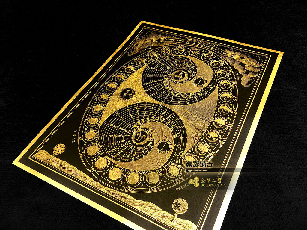 Cosmic Space Galaxy Lunar Moon Astronomy Astronomy Astronomy Astronomy Gold and Silver Foil Poster Decorative Painting