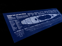 World War II U.S. Army Iowa Yi Ahua hull deck structure blueprint wall chart poster decorative painting
