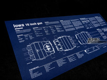World War II Iowa Yi Ahua battleship 16-inch main gun artillery structure diagram poster decorative painting