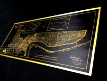 Old Map of Shanghai Puxi 1904 Concession in Late Qing Dynasty China Gold and Silver Foil Wall Chart Poster Decorative Painting