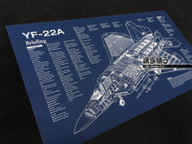 YF-22A F-22 F22 Prototype Stealth Stealth Fighter Blueprint Structural Drawing Poster Decorative Painting