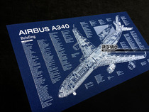 Airbus A340 four-engine double-aisle wide-body airliner structure diagram Blueprint poster decorative painting