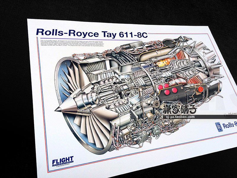 Rolls-Royce Tay 611-8c Engine Aero Engine Structure Diagram Section View Poster Decorative Painting