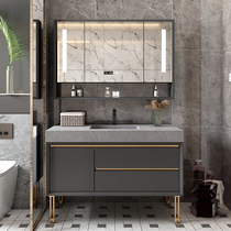 Light Lavish Rockboard Bath Room Cabinet Combo Modern Toilet Wash Terrace Simple Washbasin Cabinet Floor Type Intelligent Mirror Cabinet