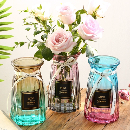 Европейская простая стеклянная ваза Прозрачная цветовая квадратная гидропонная бамбуковая бамбука Гуаньян