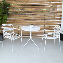 Outdoor tables and chairs combined Red Qing New Milk Tea Shop Outdoor Café All aluminum courtyard outdoor garden balcony table and chair