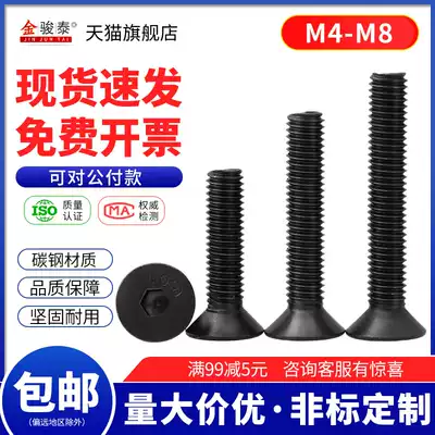 Class 10 9 anti-Sunk Head hexagon socket black anti-wire left tooth flat head bolt left flat Cup M4M5M6M8