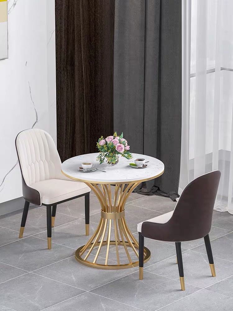 Sample house exhibition center reception negotiation table and chair combination business light luxury leisure area negotiation small round table marble table and four chairs