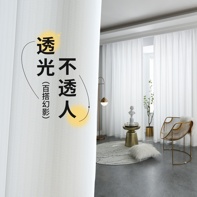 Sheer Curtains That Let Light through but Not People, Illusion Sheer Curtains for Bay Windows, Living Room, Sun Protection, White Sheer Fabric, Snag-Resistant, 2026 New Model