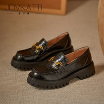 Jovkatti English thick sole shoes and lady pine pine and round head horse buckle Lefu shoes 2023 single shoes