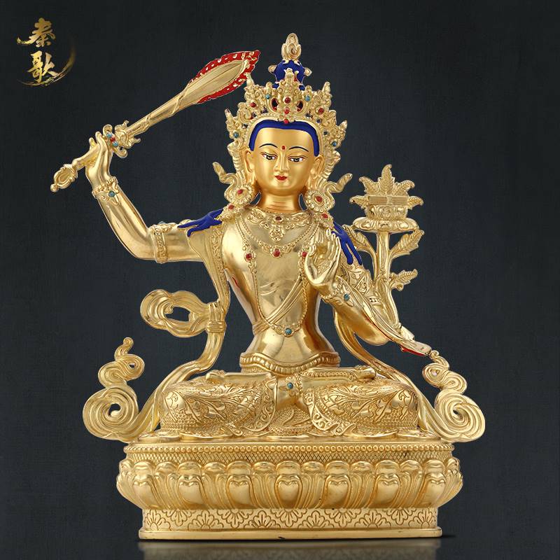 Boutique pure copper Nepal gilt Manjusri home Tibetan tantric Buddha statue Tibetan Buddhist Buddha ornaments