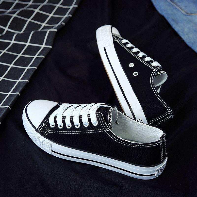 canvas shoes girl student korean style casual flat board shoes black and white harajuku sports shoes net red ins same style summer