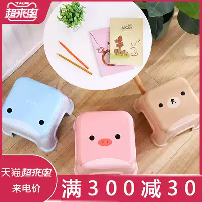 Household plastic stool Children's bench small square stool cartoon chair thickened bathroom non-slip stool Foot washing and shoe changing stool
