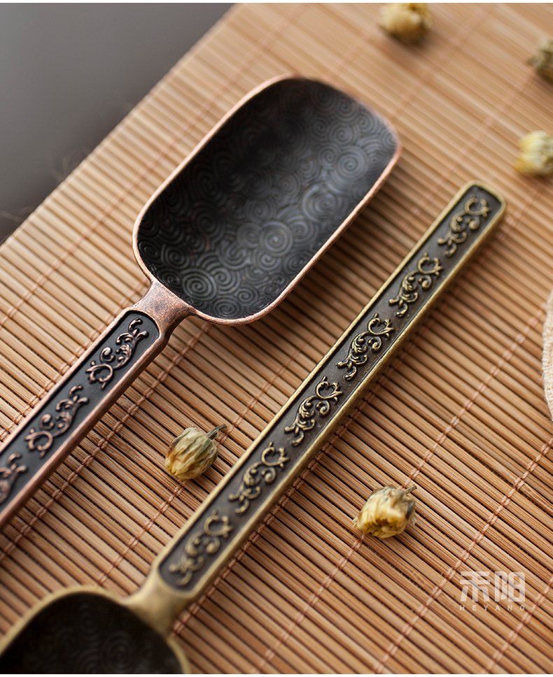 Send Yang retro TSP tea accessories copper teaspoons kung fu tea accessories teaspoon of tea is the tea spoon tea taking