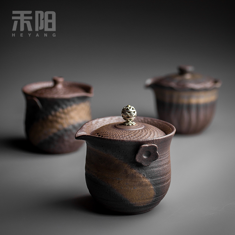 Coarse grain Yang tao hand grasp pot teapot a pot of two cups of tea tray was suit dry mercifully kung fu tea set household Japanese restoring ancient ways