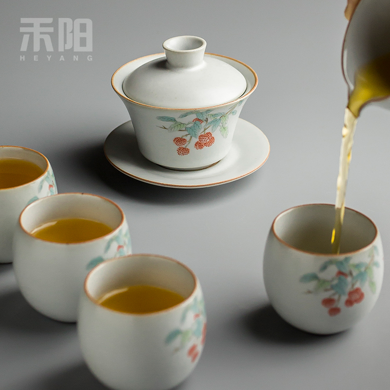 Restoring ancient ways send Yang tea only three tureen ceramic cups azure your up open a large slice of kung fu tea tea bowl