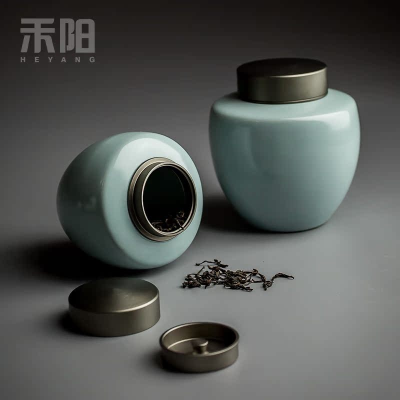 Send Yang aluminum cover caddy fixings ceramic large seal pot kung fu tea set small portable storage POTS with Japanese