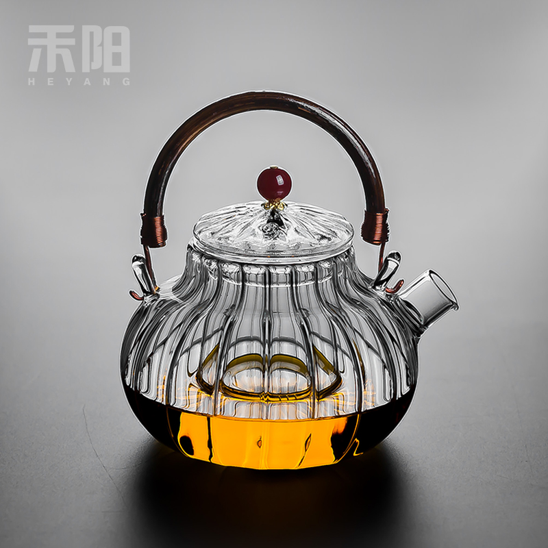 Send Yang Japanese petals glass teapot girder pot of household filter boil tea heat - resisting teapot kung fu tea set