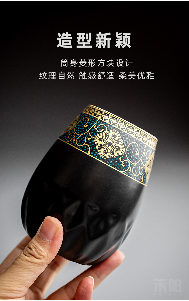Send Yang retro gold tea six gentleman 's suit household ceramic tea set tea tray parts kung fu tea tea art