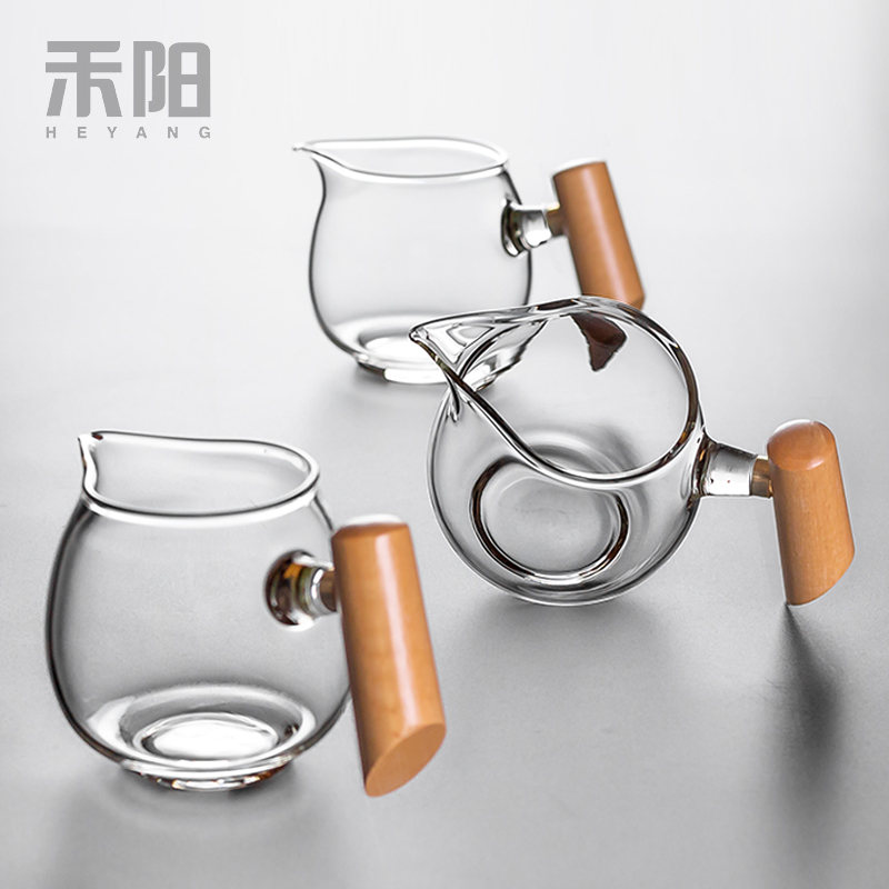 The grain YangMu fair manual heat - resistant glass tea cup points is thickening glass tea tea set fittings of Japanese tea taking