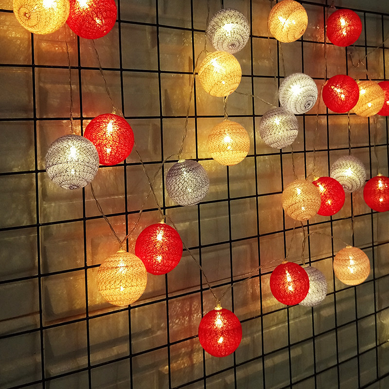 Cotton Line Ball Lightlight Flash Room Red Room with Maiden Carrier Bedroom Background Wall Romantic Star Neon Light