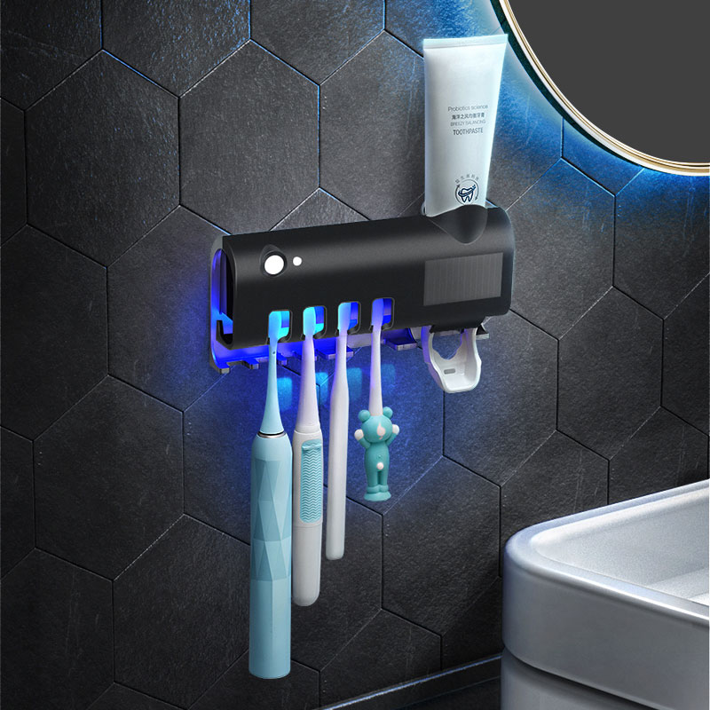 UV smart toothbrush sterilizer non-perforated toilet wall-mounted storage box sterilization rack electric type