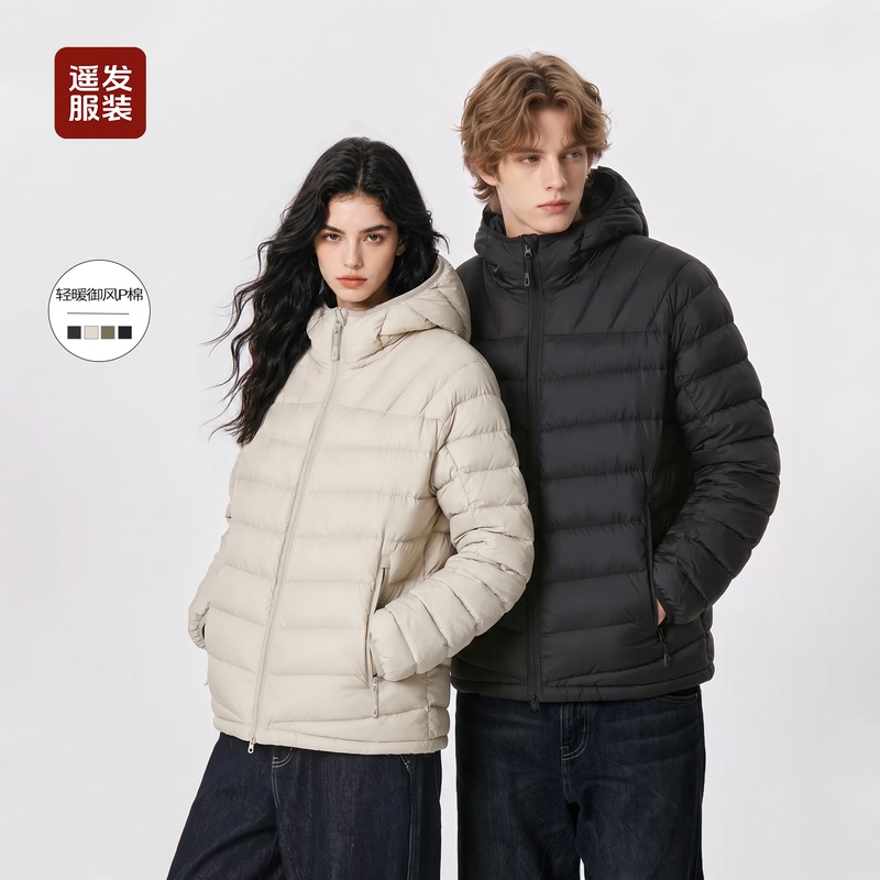 Yaofa Clothing Outdoor Lightweight Windproof Hooded Ribbed Cotton Jacket 2026 Autumn/Winter Couple's Warm Casual Coat 2628