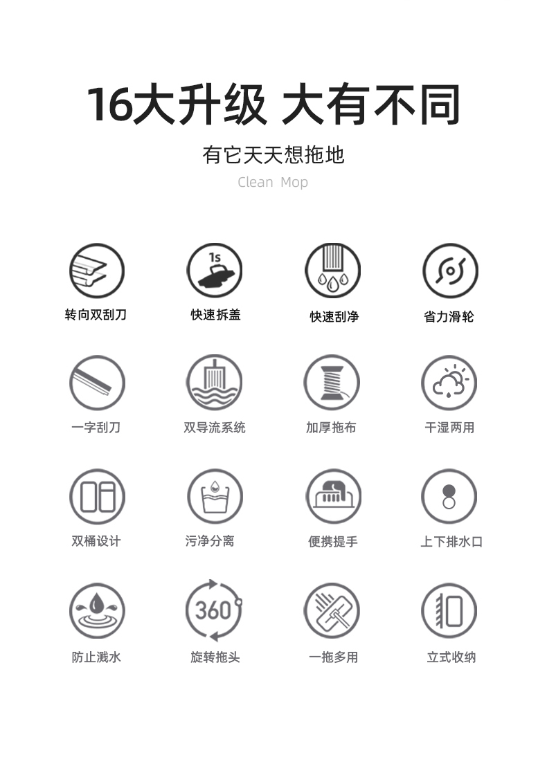 干湿两用免手洗，懒人神器：博生 家用平板拖把 64元起包邮 值值值-买手聚集的地方