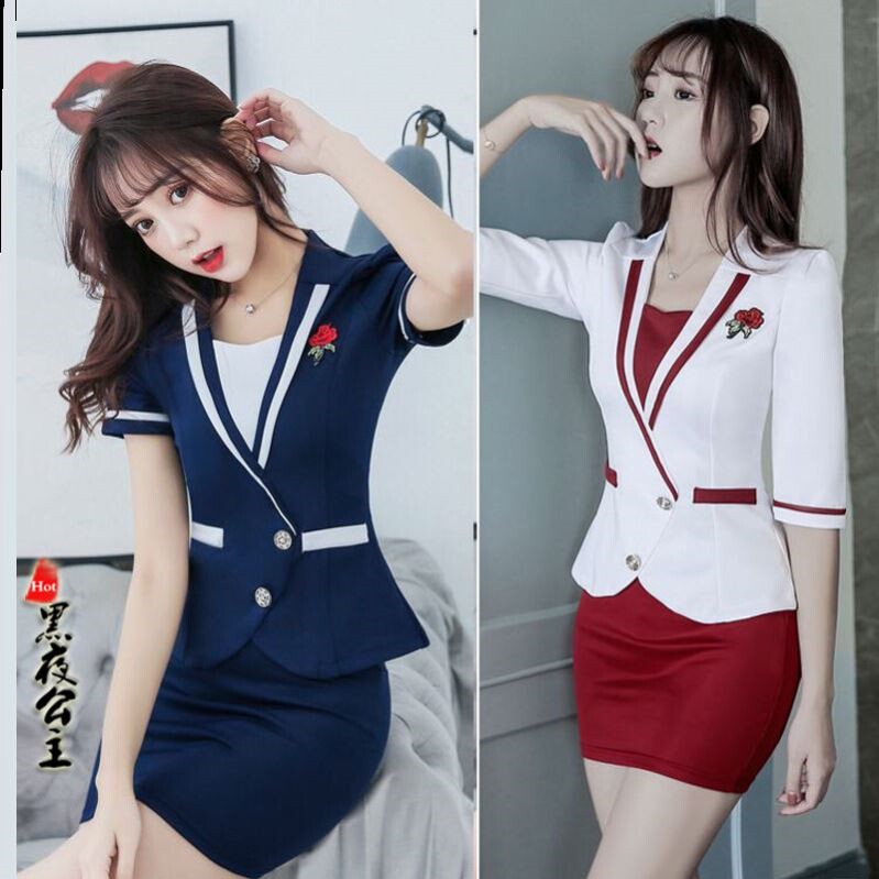 Foot bath technician overalls female 2021 summer new physiotherapy tube health overalls temperament set high-end beauty salon