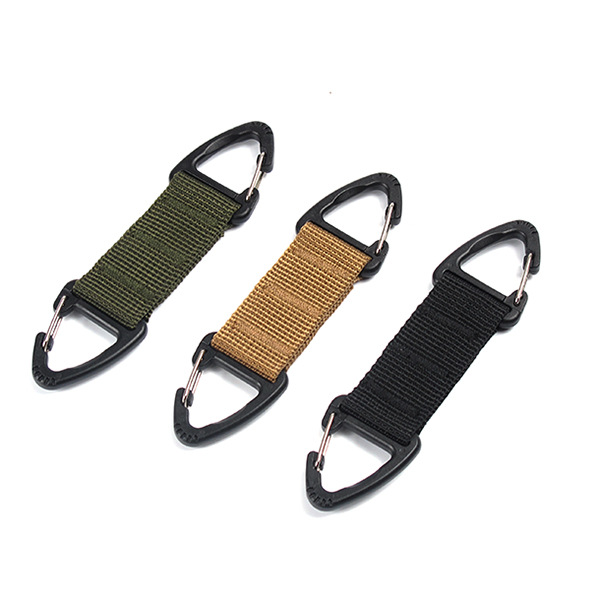 Outdoor multifunctional carabiner two-way fast-hanging plastic steel triangle buckle tactical nylon webbing bag hanging buckle double-point buckle