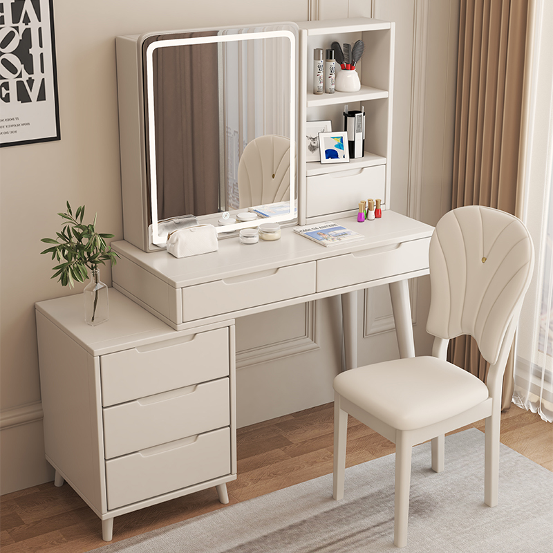 All Solid Wood Cream Style Dressing Table Nordic Solid Wood Makeup Table Bedroom Modern Simple Storage Cabinet Integrated Dressing Table All Solid Wood Cream Style Dressing Table Nordic Solid Wood Makeup Table Bedroom Modern Simple Storage Cabinet Integrated Dressing Table