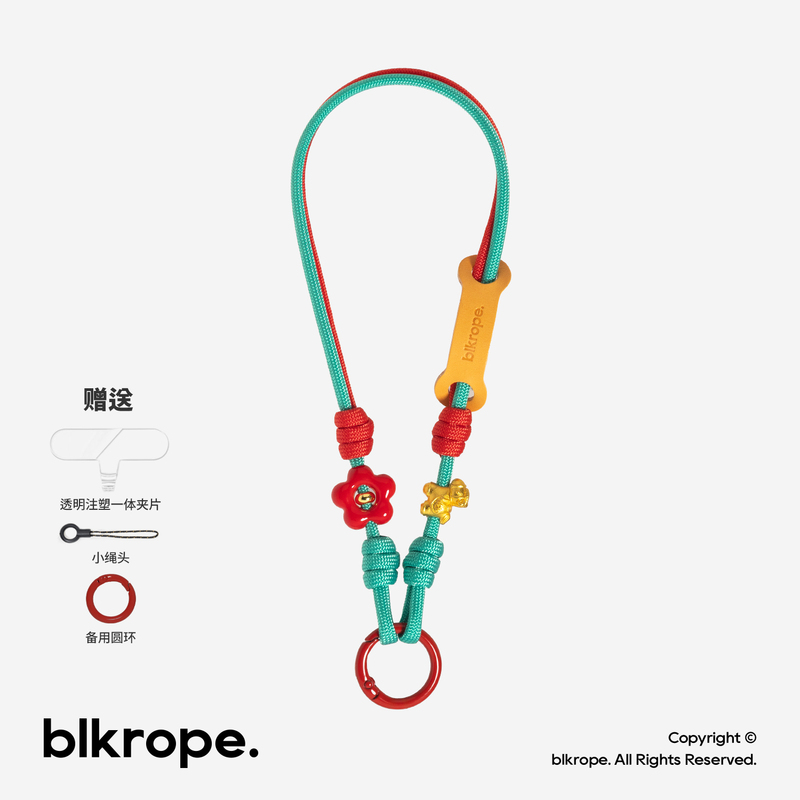 Blkrope New Year Red Mobile Phone Wrist Strap Lanyard Pendant Chain Handmade Woven Good Luck Charm Bag Accessory