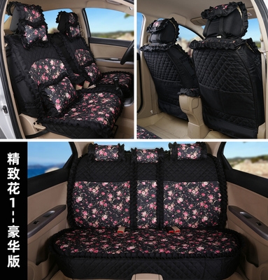 Printed car cushion four seasons universal fully enclosed seat cushion Goddess cute car cover net red fabric seat cover seat cover