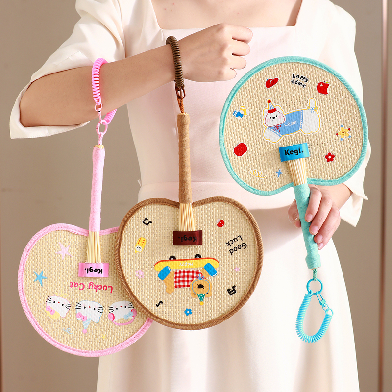 Hand-Woven Summer Straw Fan with Embroidery, Children's Cartoon Mosquito-Repellent Banana Fan, Durable Portable Fan for Summer Hand-Woven Summer Straw Fan with Embroidery, Children's Cartoon Mosquito-Repellent Banana Fan, Durable Portable Fan for Summer