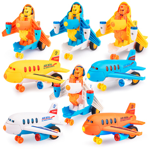 变形小号飞机儿童男孩2-3-4岁5幼儿耐摔回力惯性滑行手推汽车玩具