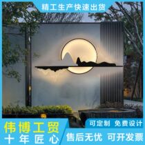 Customized door partition screen wall new Chinese style dark coffee color villa yard garden entrance courtyard background screen wall