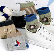 Childrens socks autumn and winter pure cotton boys 3-5-7-9-10-12-15-year-old middle school boy spring and autumn student socks autumn
