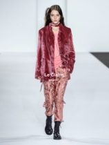 Discount spot Ann Demeulemeester 19 autumn winter pink striped velvet silhouette suit jacket