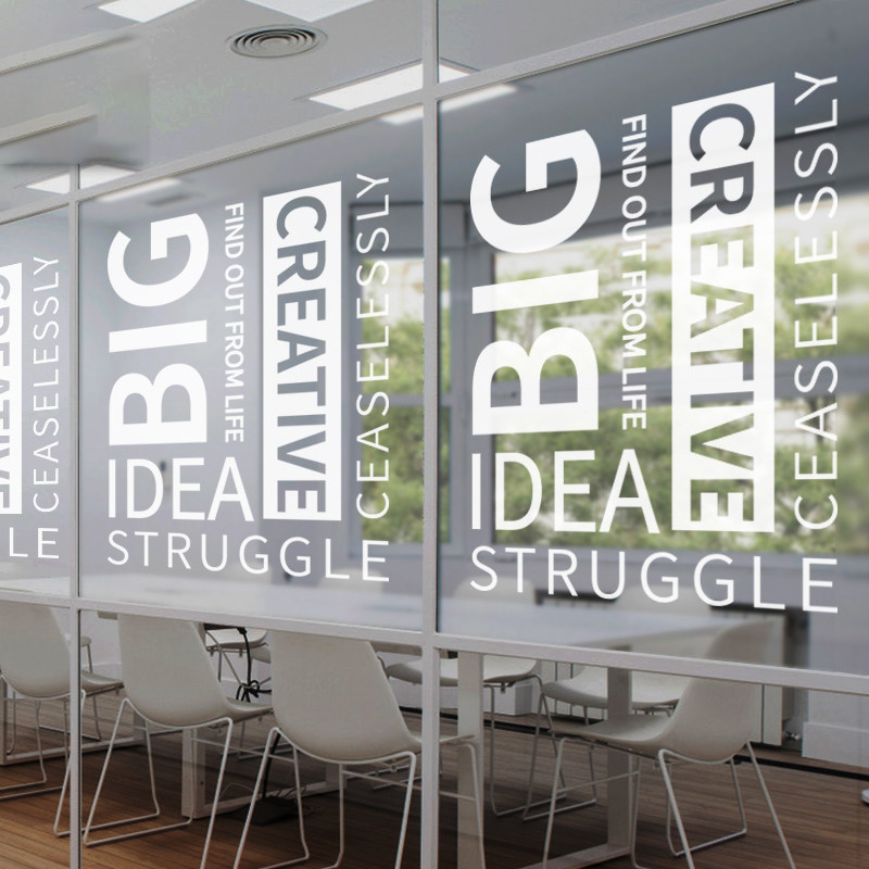 Custom Transparent Electrostatic Glass Anticollision UV Printing Cling Film Creative Motivator Office-English Brief