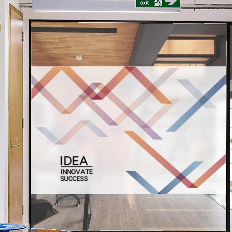 custom frosted glass anti-collision occlusion film electrostatic film line business english office sticker company glass