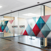 Geometric creative simple modern business glass paste Office partition waist line decoration impermeable electrostatic film