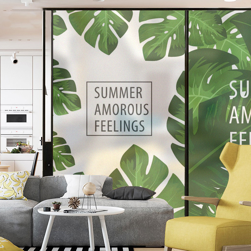 Leaning Greenery Company Office Decoration Glass Stickers Living-room Balcony Dressing Room Light Transmission Opaque Sticker Film