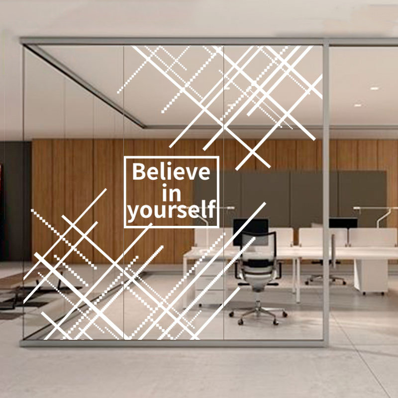 Custom company logo office moving doors and windows glass film decoration uv transparent frosted electrostatic partition anti-crash stickers