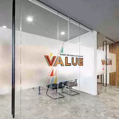 Value English decorative glass paste office partition glass transparent decorative glass film can be customized