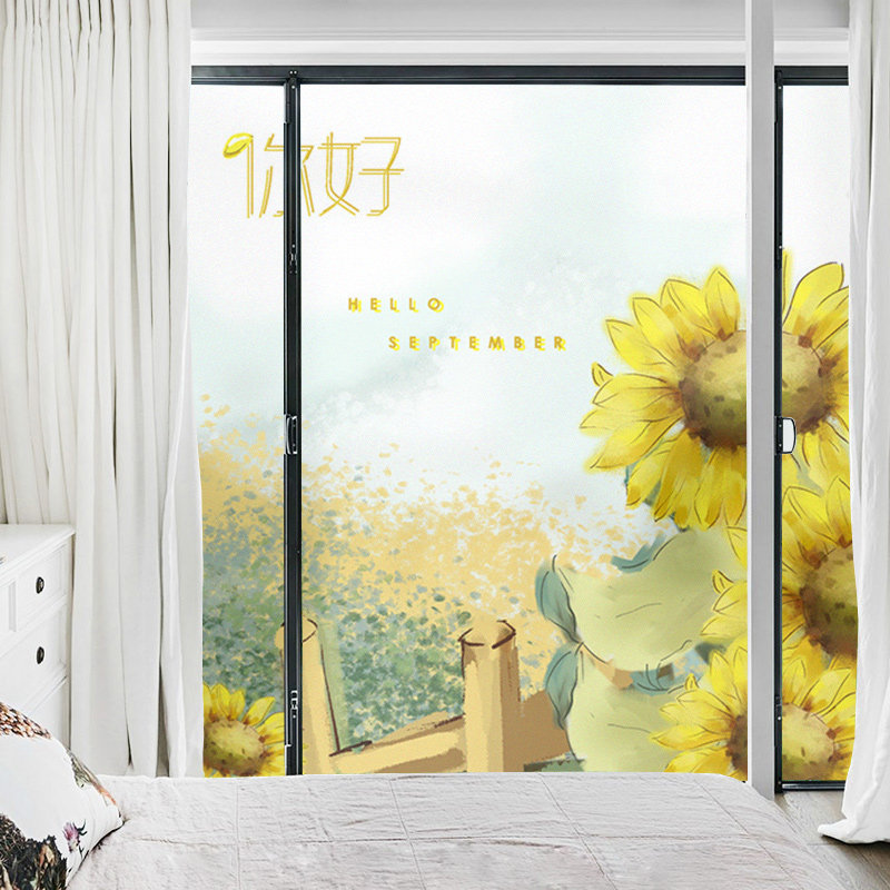 Dressing room glass stickers window appliquewith meritocratic scenery decoration light transmission opaque frosted shading window stickers