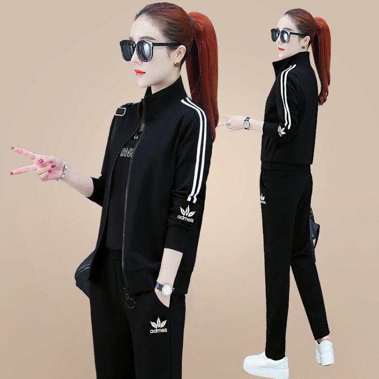 361 casual sportswear suit women's spring and autumn 2021 new fashion large size women's sweater three-piece set of tide brand