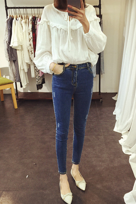 [Mua một tặng một] jeans nữ mùa xuân 2018 mới cao eo chín điểm Hàn Quốc phiên bản là bàn chân mỏng quần bút chì thời trang trung niên nữ cao cấp 