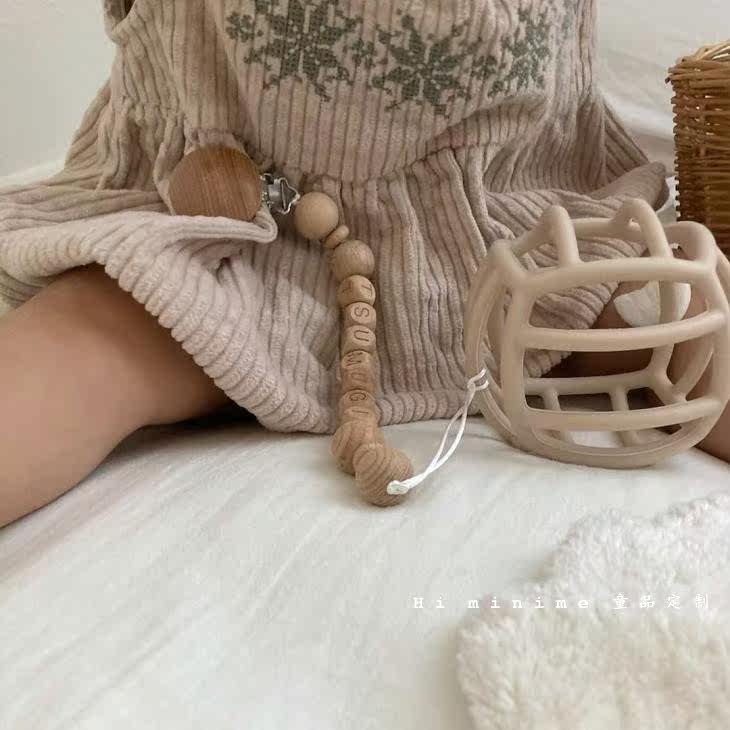 ins Korean wind customized letters pacifier Pacifier Chain Pacifier Pacifier Pacifier Anti Fall Chain Solid Tooth bite Bite Toy Lose Chain
